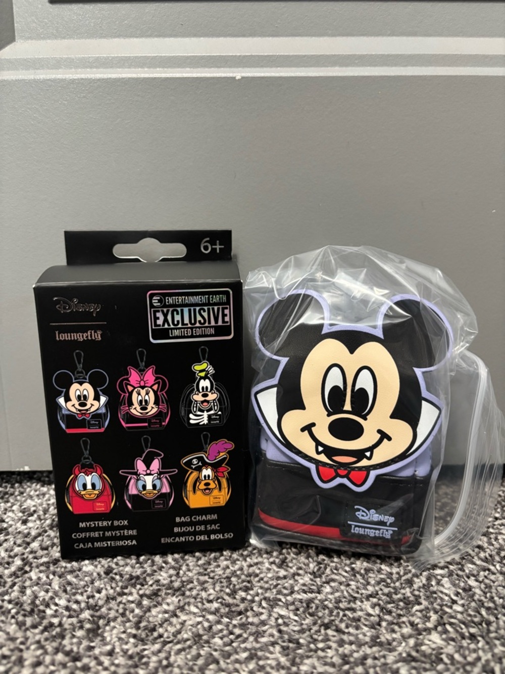 Loungefly Disney Mickey Vampire Bag Charm - Black, Cream & Light Purple